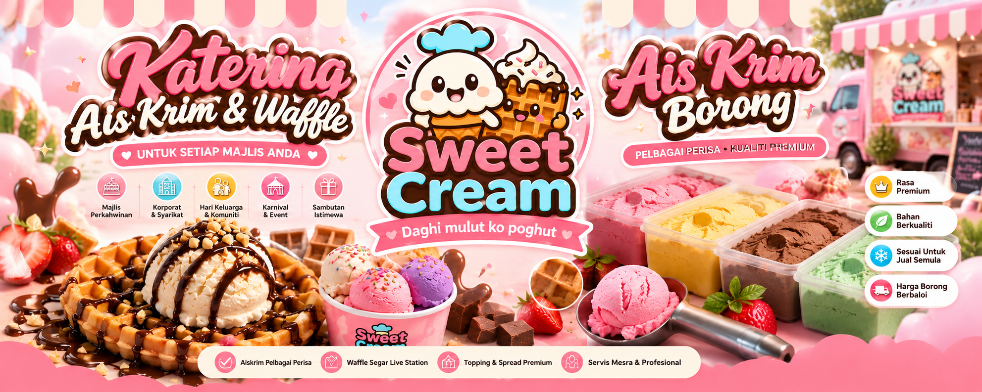Sweet Cream Catering & Waffle Banner